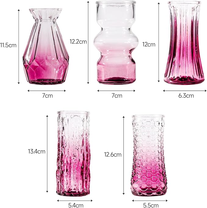 10 Pcs Pink Flower Bud Vases, Loose Transparent Flower Bud Vases, Small Vases - Image 4