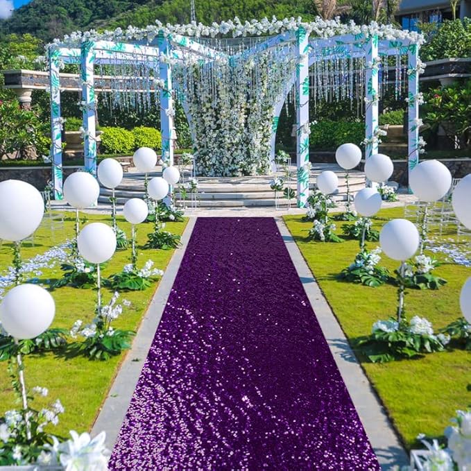 ShinyBeauty Sequin Aisle Runner Purple Glitter Carpet - Image 5