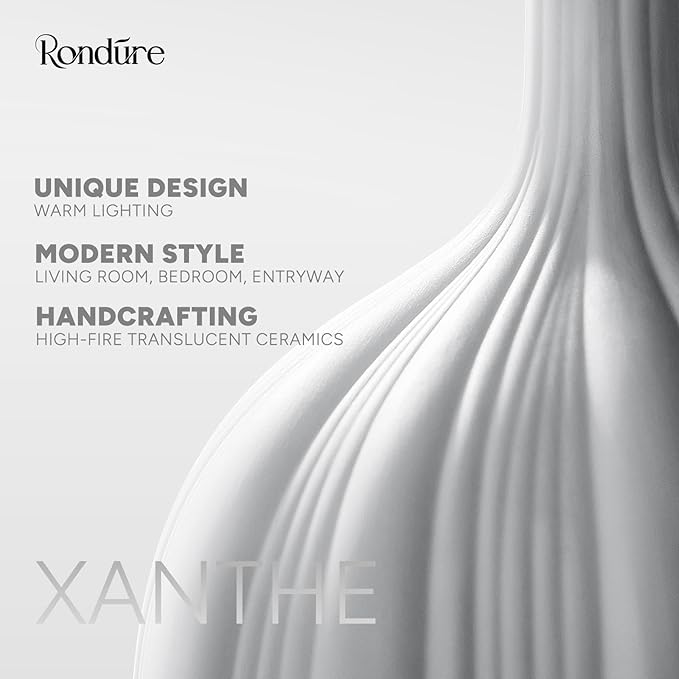 RONDURE 13.9" Modern Ceramic Table Lamp, Modern Bedside Lamps - Image 6