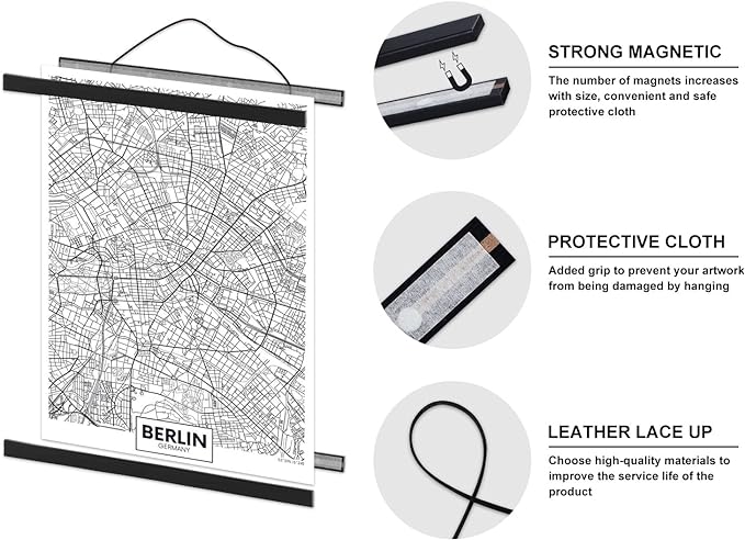 9x12 9x24 9x13 Poster Frame, Magnetic Light Wood Frame Hanger - Image 4