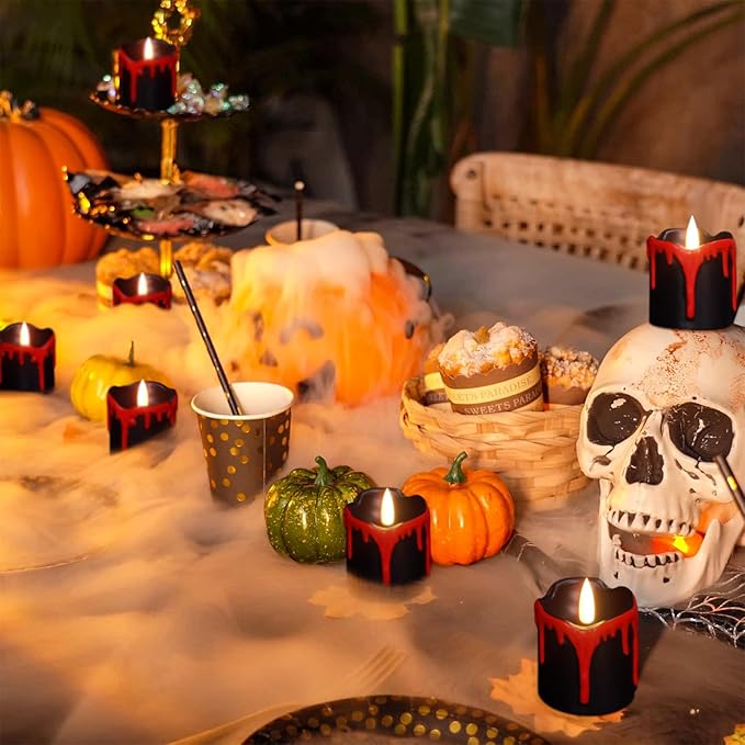 Halloween Black Votive Candles Battery Operated - Image 2