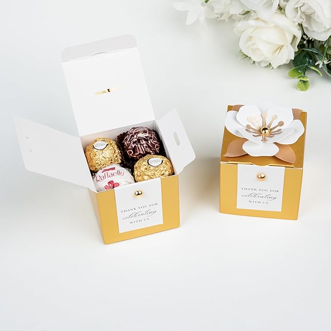 FEIYI 20 PCS Candy Boxes, 3 In 1 Gold Favor Boxes - Image 3