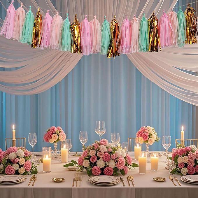 Shiny Tassel Garland Tissue Paper Tassel Banner, Tassels Party Decorations - Image 4