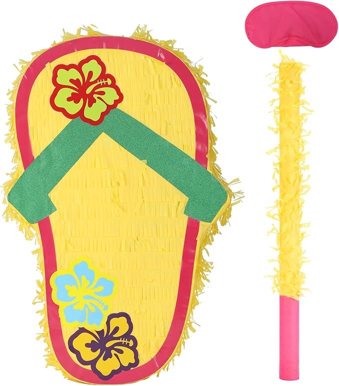 Sandal Pinatas Bundle with a Blindfold and a Bat, Summer Theme Parties and by Birchio