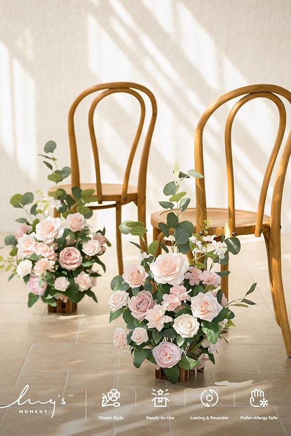 Ling's Moment 17.5" Tall Standing Artificial Flowers Arrangements 4 pcs Wedding - Image 5