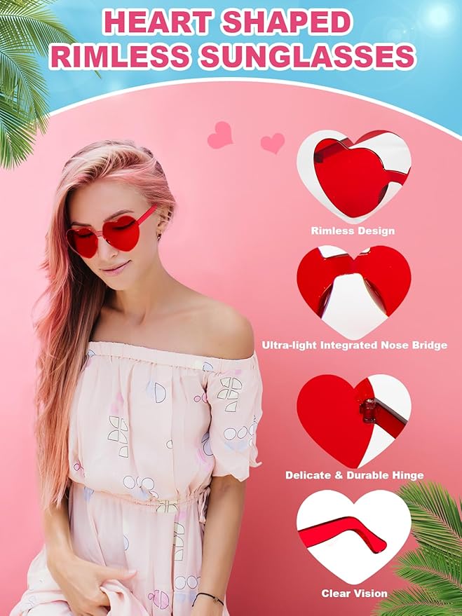 12 Pairs Heart Shaped Sunglasses - Image 4