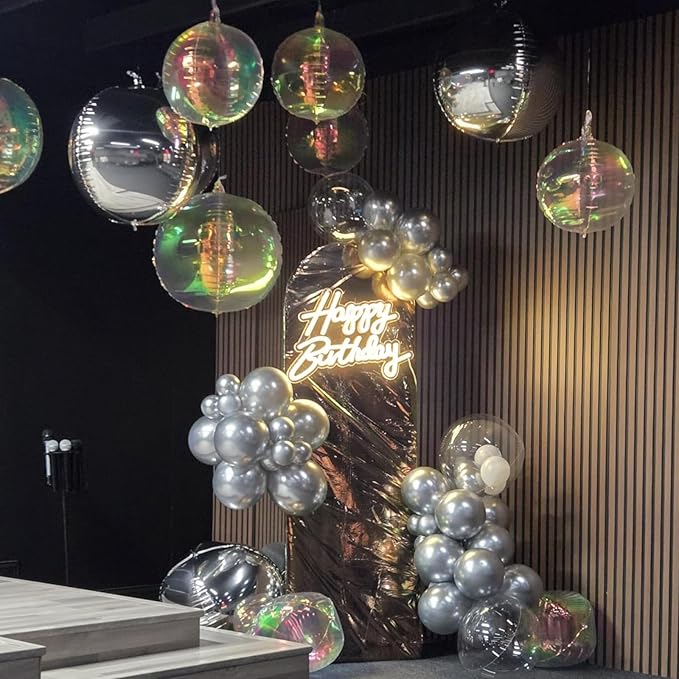 6Pcs Iridescent Round Foil Balloons, Giant 4D Clear Round Ball Balloon - Image 5