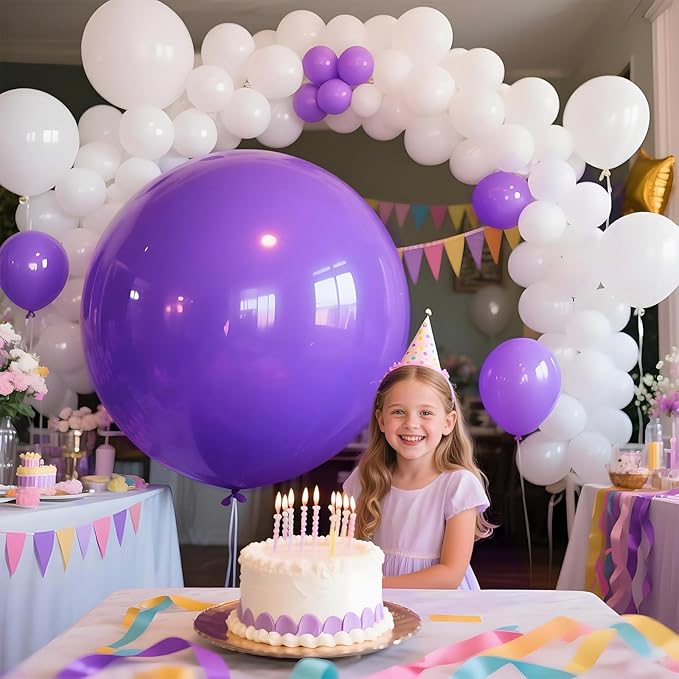 KAWKALSH Purple Balloons 9pcs, 36 Inch Large Balloons - Image 4