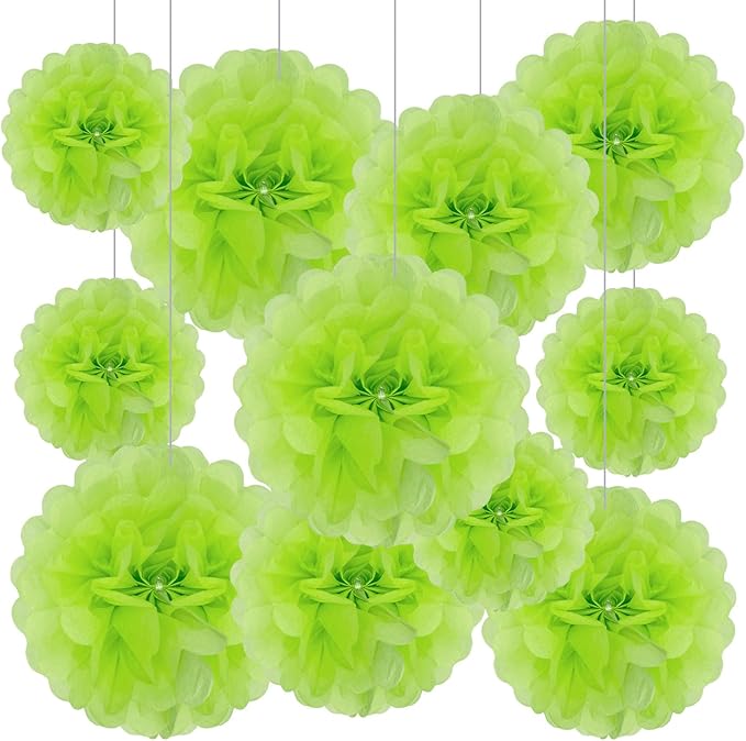 Tissue Paper Pom Poms, Bright Green Tissue Paper Flowers, Hanging Flower Balls by Tisspoms
