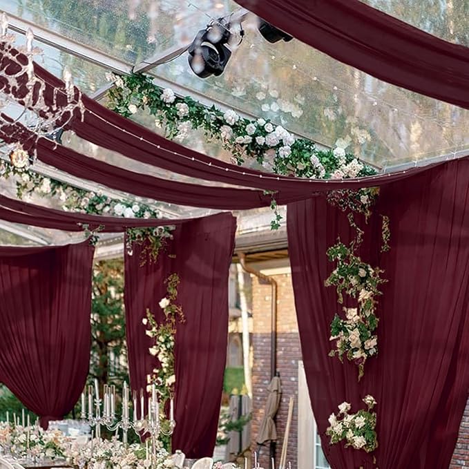 FUHSY Wedding Ceiling Drapes Burgundy Draping Fabric by FUHSY
