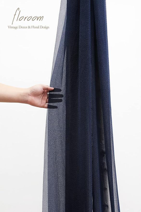 Floroom Wedding Arch Draping Fabric 2 Panels 20Ft Navy Blue Chiffon Fabric - Image 6