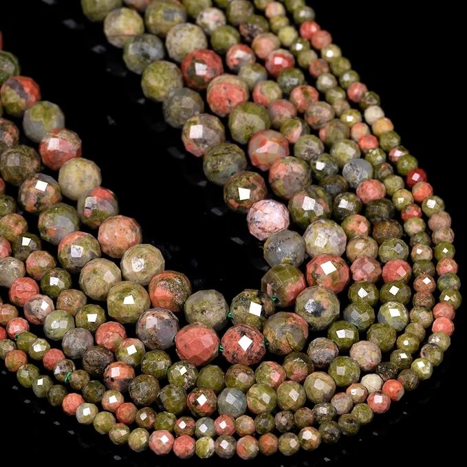 Song Xi 120pcs 3mm Natural Unakite Gemstone Beads Faceted Round Loose Stone - Image 5