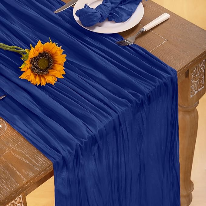 Royal Blue Cheesecloth Table Runner Blue 6 Pack Fall Table Runnerss Boho Gauze - Image 4