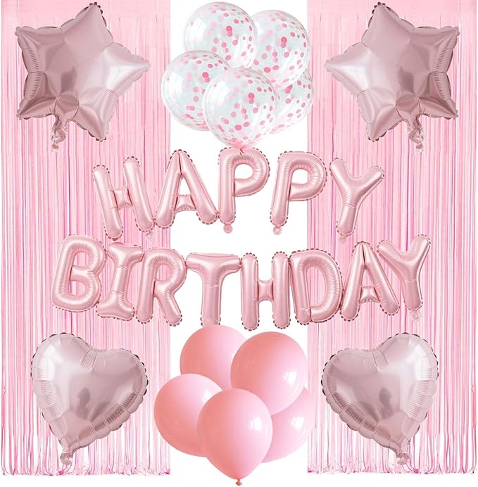 29 Pcs Pink Birthday Party Decorations by WEIKA