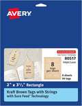 Avery Kraft Brown Rectangle Tags, Sure Feed Technology, Laser/Inkjet Printable by Avery