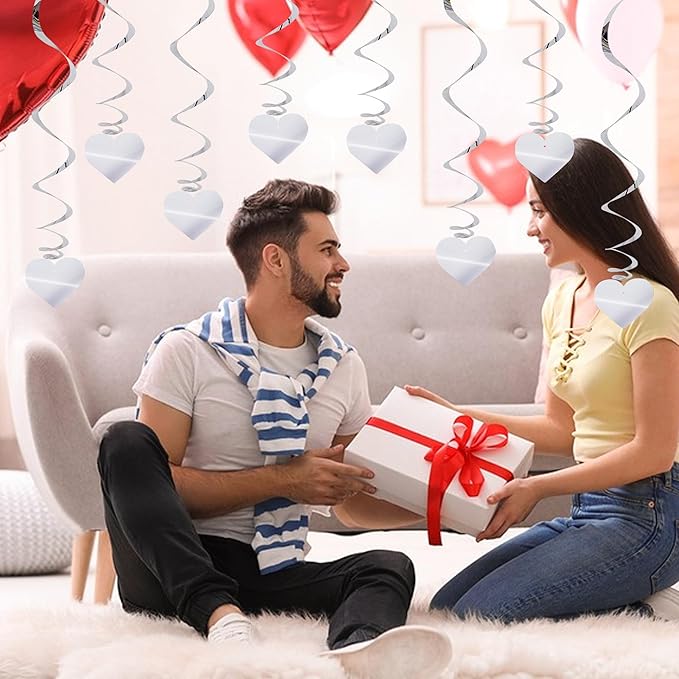 BEISHIDA Happy Valentine's Day Hanging Swirls Valentine's Decorations Silver - Image 6