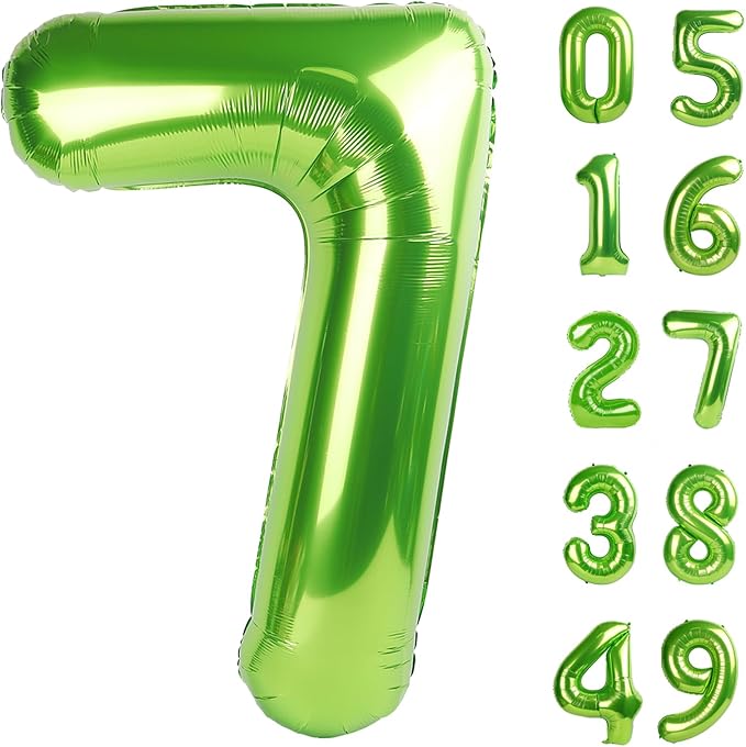 Light Green Number 7 Birthday Balloon 40 Inch, Digital Balloons by Upgesy
