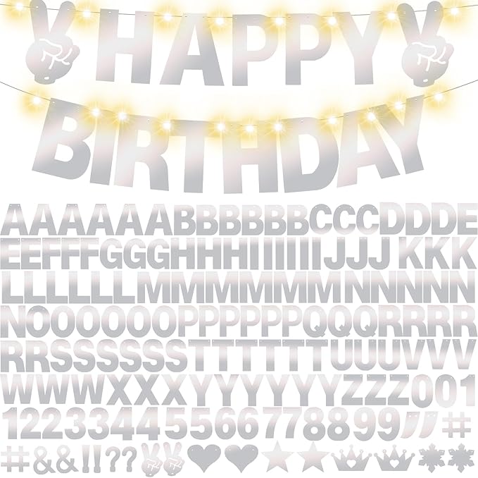 167Pcs DIY Glitter Customizable Banner Kit Happy Birthday Letters Banner Winter by WELITTCON