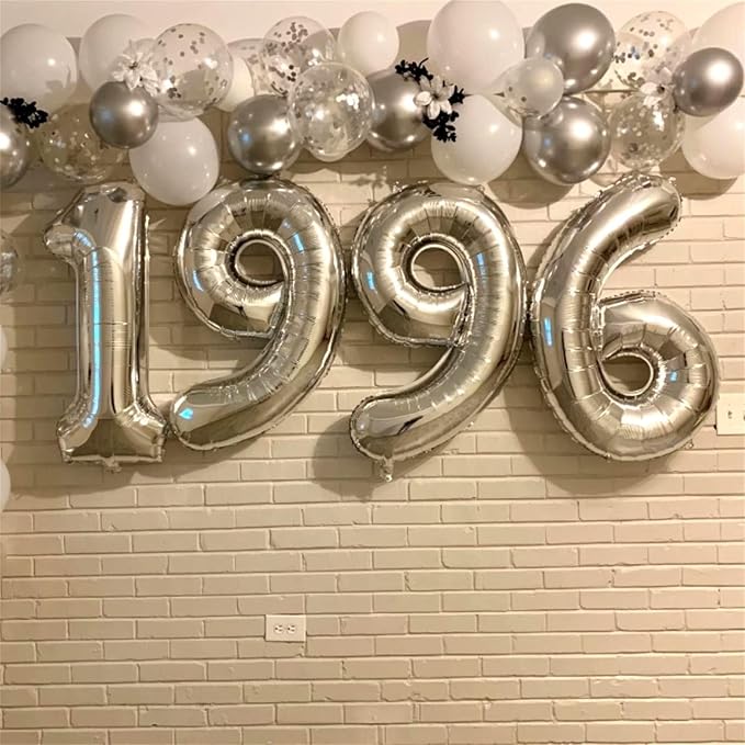 Silver 1 Balloon Number, 40 Inch Giant Helium Foil Number 0-9 - Image 5