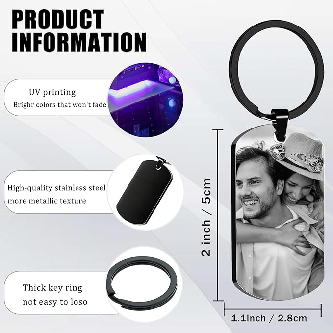 Custom Keychain with Picture, Personalized Keychain with Engraving Photo/Text - Image 3