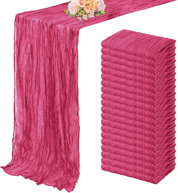Hot Pink 20 Pack Cheesecloth Table Runner 10FT Boho Fabric Rustic Cheese Cloth by FoliafeelHome