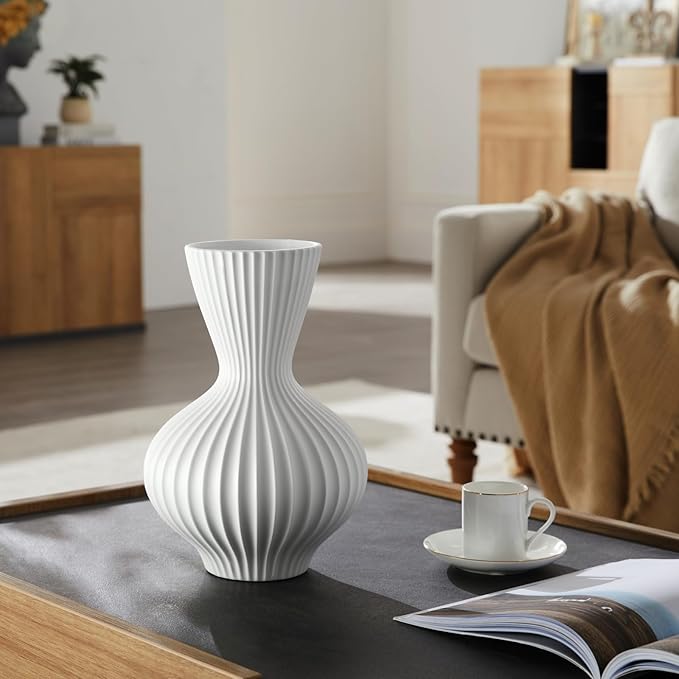 RONDURE 11.6" Modern Ceramic Table Lamp, Modern Bedside Lamps - Image 4