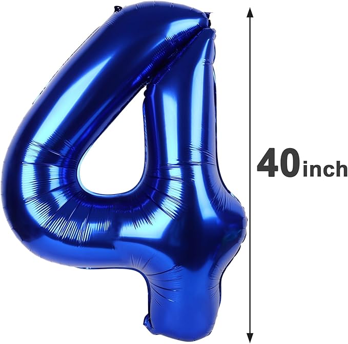 40 Inch Night Blue Large Number 4 Birthday Balloon, Giant Number Four 14 24 34 - Image 3