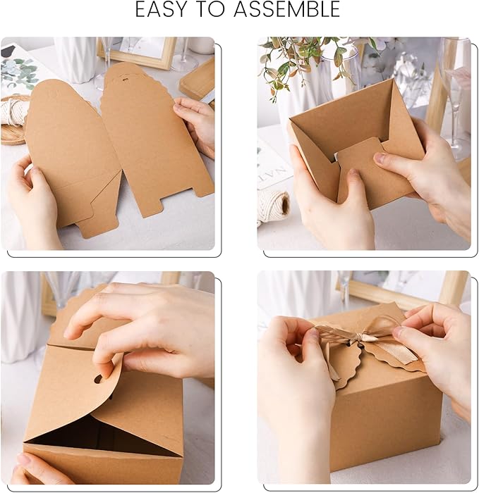 VGOODALL 10PCS Gift Boxes, 4.7" x 4.7" x 3.5" Brown Candy Boxes - Image 6