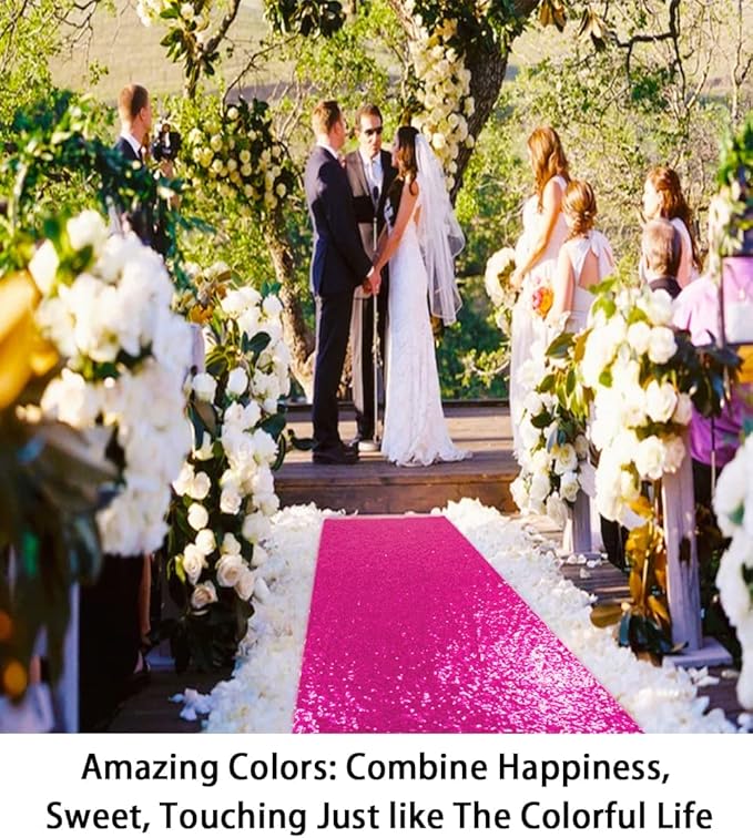 ShinyBeauty 4FTx15FT-Sequin Aisle Runner-Fuchsia Sparkly Carpet Runner - Image 3