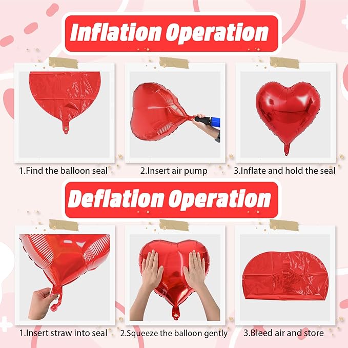 Red Heart Balloons, 18 Inch Red Heart Foil Shape Balloon - Image 7