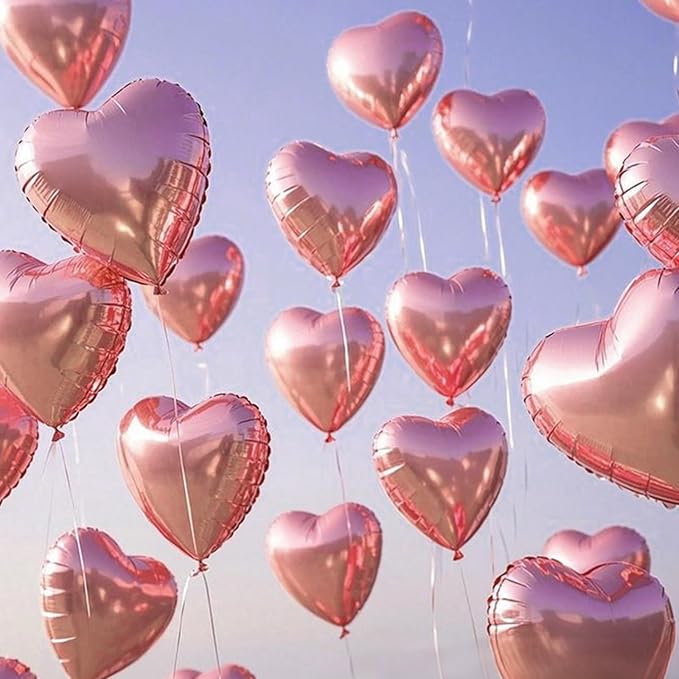 Pink Heart Balloons, 18 Inch Pink Heart Shape Balloon - Image 3