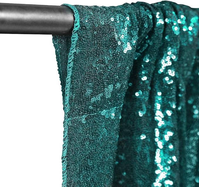 Eternal Beauty Teal Sequin Backdrop Curtains, Shimmer Back Drop 2Panels-2FTx8FT - Image 6