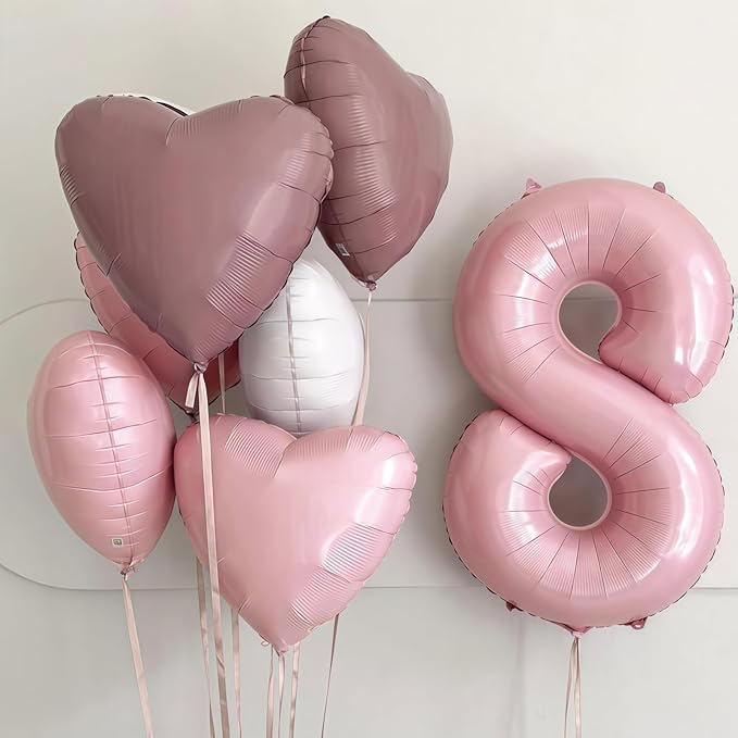 18 Foil Balloon Pastel Pink, 40 Inch Helium Number 1 & 8 Balloon - Image 3