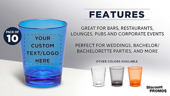 Custom Translucent Plastic Shot Glasses 1.5 oz. Set of 10, Personalized Bulk - Image 2