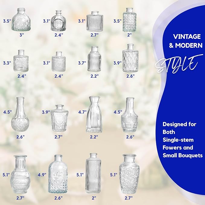 16 Pack Glass Bud Vases for Centerpieces - Image 3