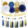 Royal-Navy Blue White Happy-Birthday Party-Decorations by Unknown