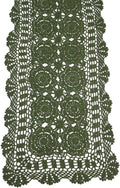 KEPSWET Cotton Handmade Crochet Lace Table Runner Olive Green Rectangle Coffee by KEPSWET