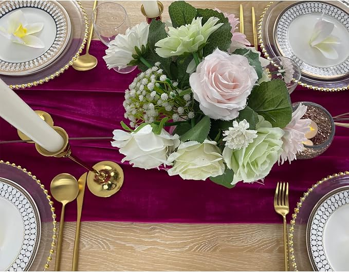 Luxurious Velvet Table Runner, 10ft Wedding Reception Decorations, 20x120inch - Image 7