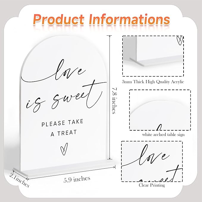 Love Is Sweet Sign for Dessert Table, Wedding Reception Decorations, Bridal - Image 2