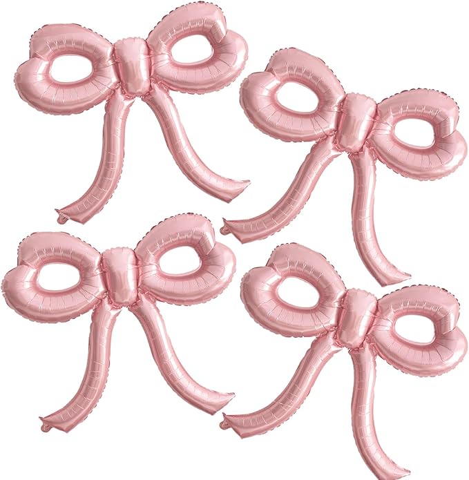 4 Pcs Pink Bow Balloons Bow Party Decorations by Unknown