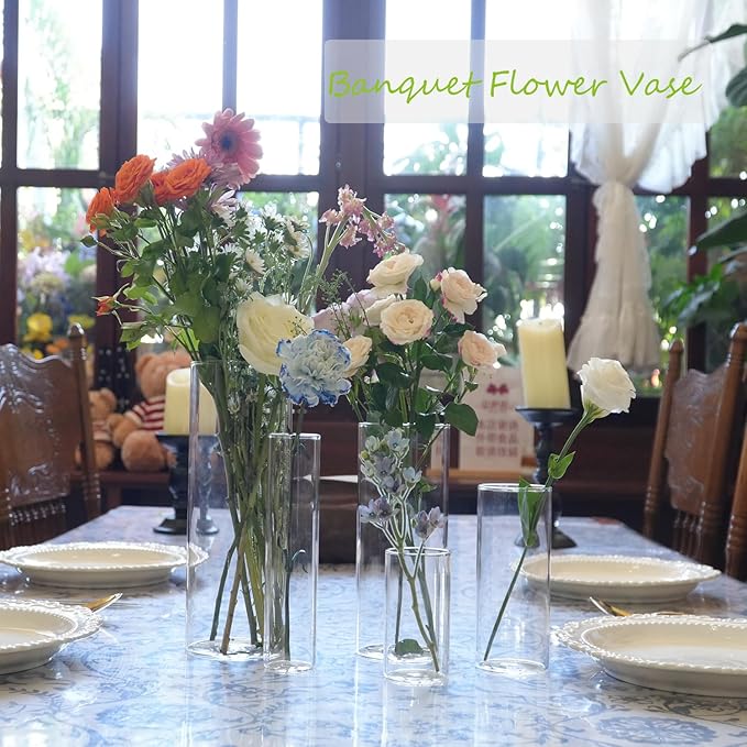 30pcs Glass Vase for Centerpieces, 10 inch Tall Clear Cylinder Flower Vase Bulk - Image 6