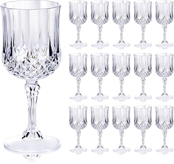 Ciaell 24PCS Plastic Wine Glasses - 7 Oz Plastic Goblets by Ciaell