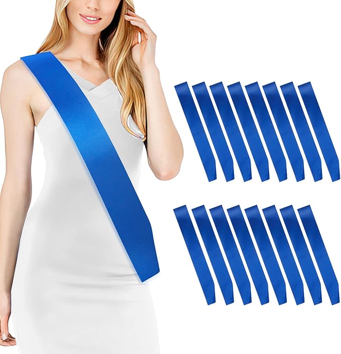 16 Pcs Sash Blank Satin Sash Royal Blue Sash Party, Bride To Be Sash, Plain Sash by Rinacci