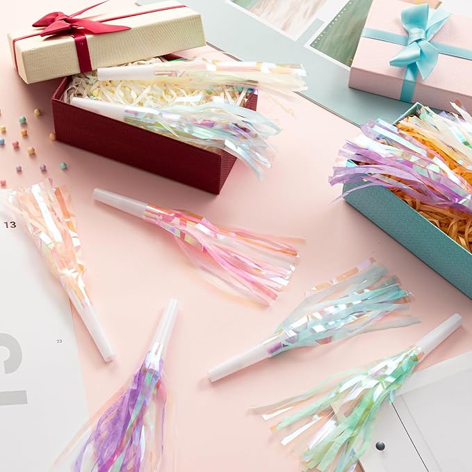 72 pcs Party Blowers, Noise Makers Glitter Metallic Fringed Party Horns - Image 3