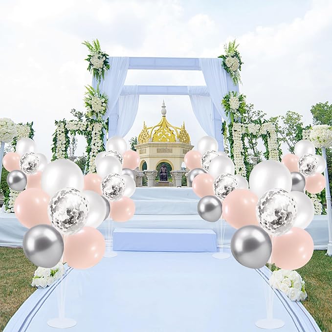 Pink and Silver Balloon Stand Centerpiece Table Decorations - Image 7