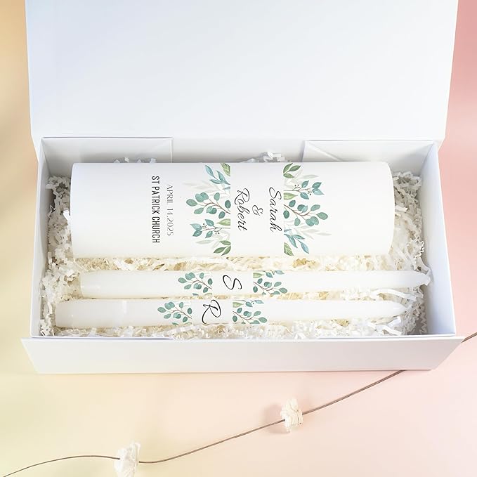 Unity Candles for Wedding, Modern Unity Set, Custom and Personalized Pillar and - Image 9
