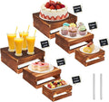 6 Pcs Buffet Risers with Mini Signs, Rustic Wood Cake Stands, Food Risers by Cecnamt