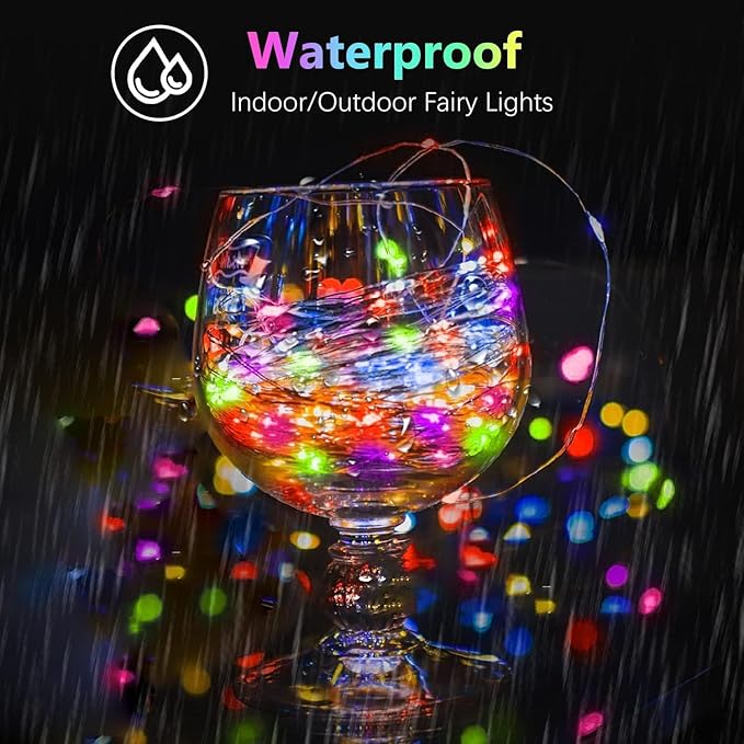 2 Pack Each 20FT 60LED Fairy Lights Battery Operated, RGB Color Changing String - Image 4