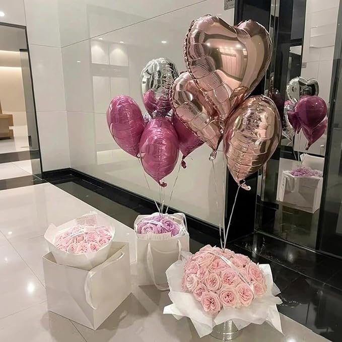 Rose Gold Pink Heart Balloons - Image 7