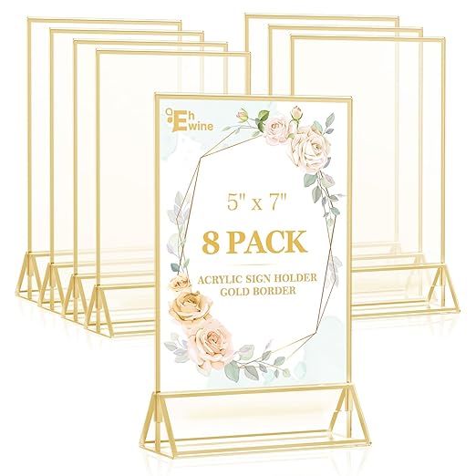 EHWINE 8 Pack 5×7 Clear Acrylic Sign Holder by EHWINE